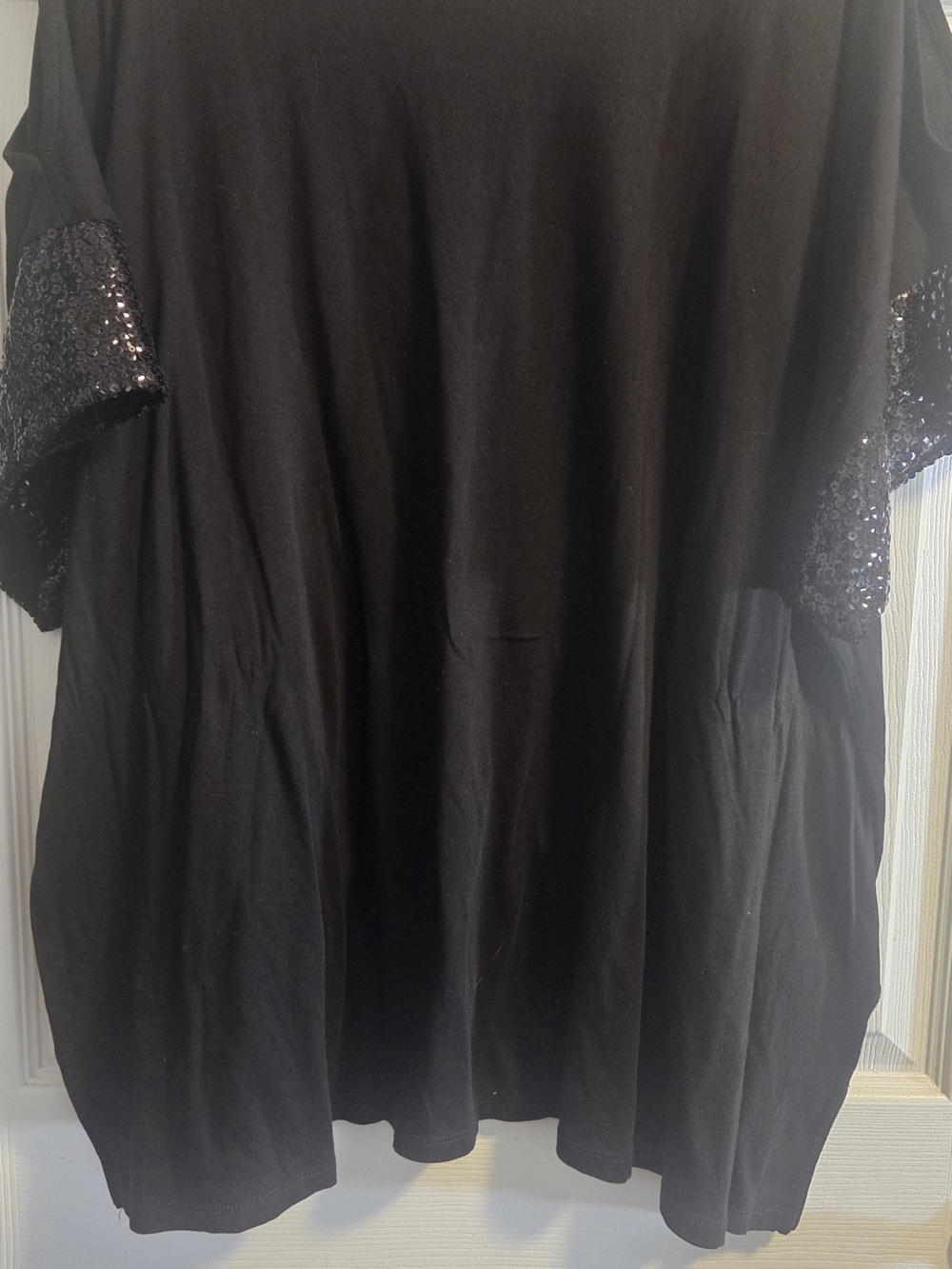 Michael Kors Black Top Sequin Short Sleeves Cold Shoulder Womens Plus Size 3XL
